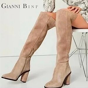 Gianni Bini Barrine Over-The-Knee Boots in Sand.